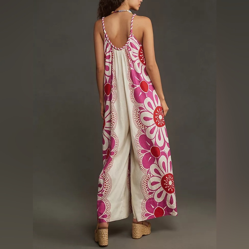 FARM Rio Pink & Red Floral Wide-Leg Jumpsuit - Picture 3 of 10